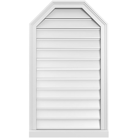Ekena Millwork Octagonal Top Surface Mount PVC Gable Vent w/ 2"W x 2"P Brickmould Sill Frame, 22"W x 38"H GVPOT22X3803SF